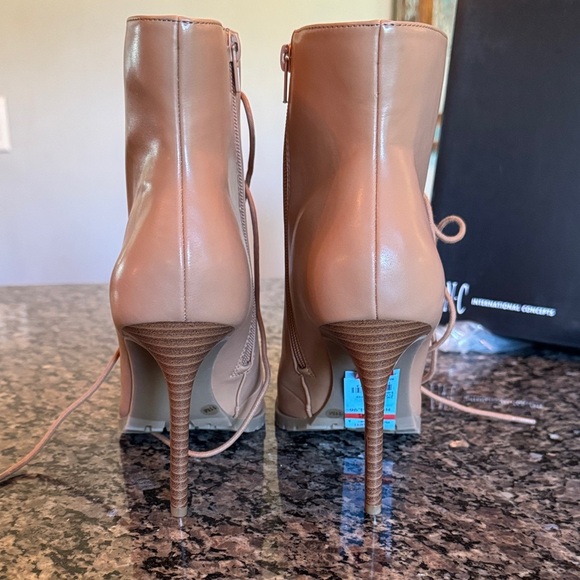 INC International Concepts Women's Tan Lace-Up peep toe Heeled Boots NWT 11 - Picture 8 of 14